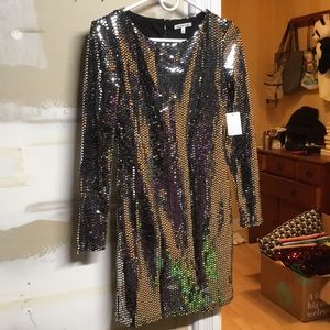 Charlotte Russe Silver Disco Sequin Dress